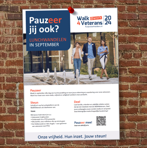 Walk4Veterans @work. Roep medewerkers en collega's op om de hele maand september te pauzEREN